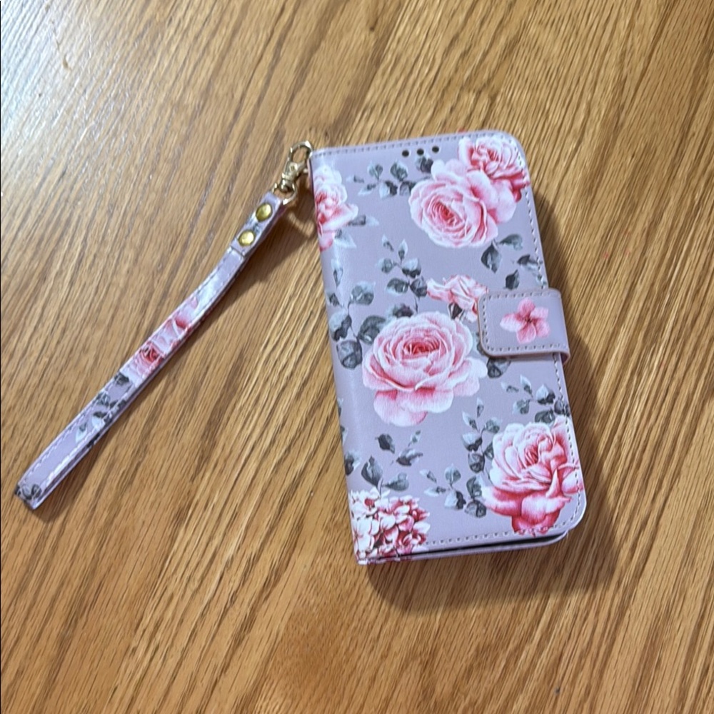 Floral Phone Wallet Case - Pink Roses IPhone 13 Pro Max